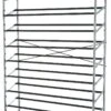 Amazon Basics 50-Pair Shoe Rack Organizer, Chrome, 35.8 X 14.6 X 59.5 Inches | BigEasyMart.com