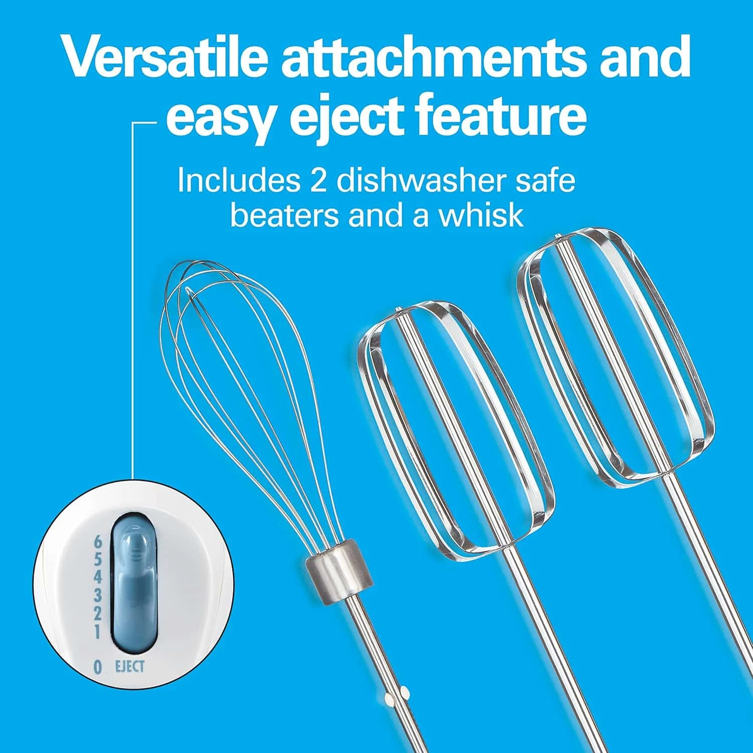 Hamilton Beach 6-Speed Electric Hand Mixer With Whisk, Traditional Beaters, Snap-On Storage Case, White | BigEasyMart.com - Image 4