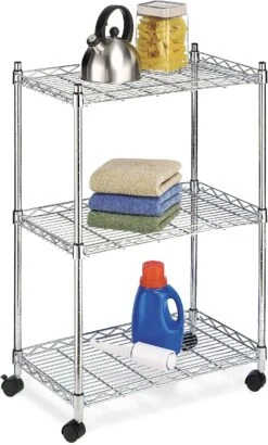 Whitmor 3 Tier Chrome Supreme Cart-Rolling Utility Organizer | BigEasyMart.com