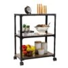 Mind Reader Woodland Collection, Rolling 3-Tier Kitchen Microwave Cart, 23"L X 12"W X 29.5"H, Brown | BigEasyMart.com