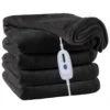 Electric Blanket Heated 72"x84" Full Size Oversized Flannel Heated Blanket - Dark Grey | BigEasyMart.com