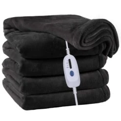 Electric Blanket Heated 72"x84" Full Size Oversized Flannel Heated Blanket - Dark Grey | BigEasyMart.com
