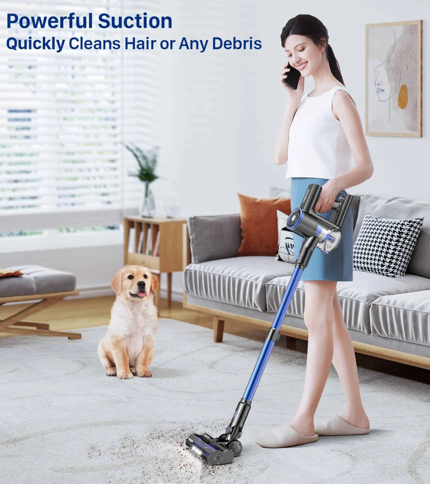 MIBODE Cordless Vacuum Cleaner, Powerful Stick Vacuum With 3 Suction Modes, Max 45Mins Runtime Rechargeable Vacuum | BigEasyMart.com - Image 8