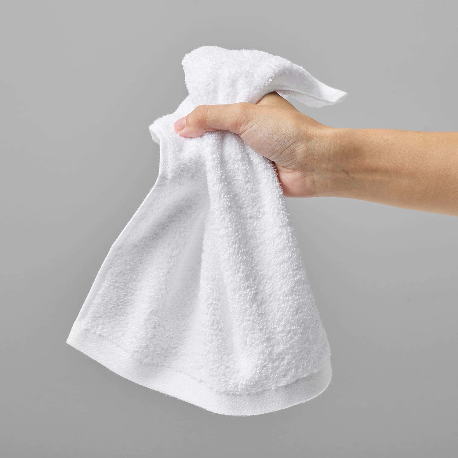 Amazon Basics Bath Towel For Face, Bathroom, Fast Drying Salon Towels, 60 Pack, White (12 X 12 Inches) | BigEasyMart.com - Image 2
