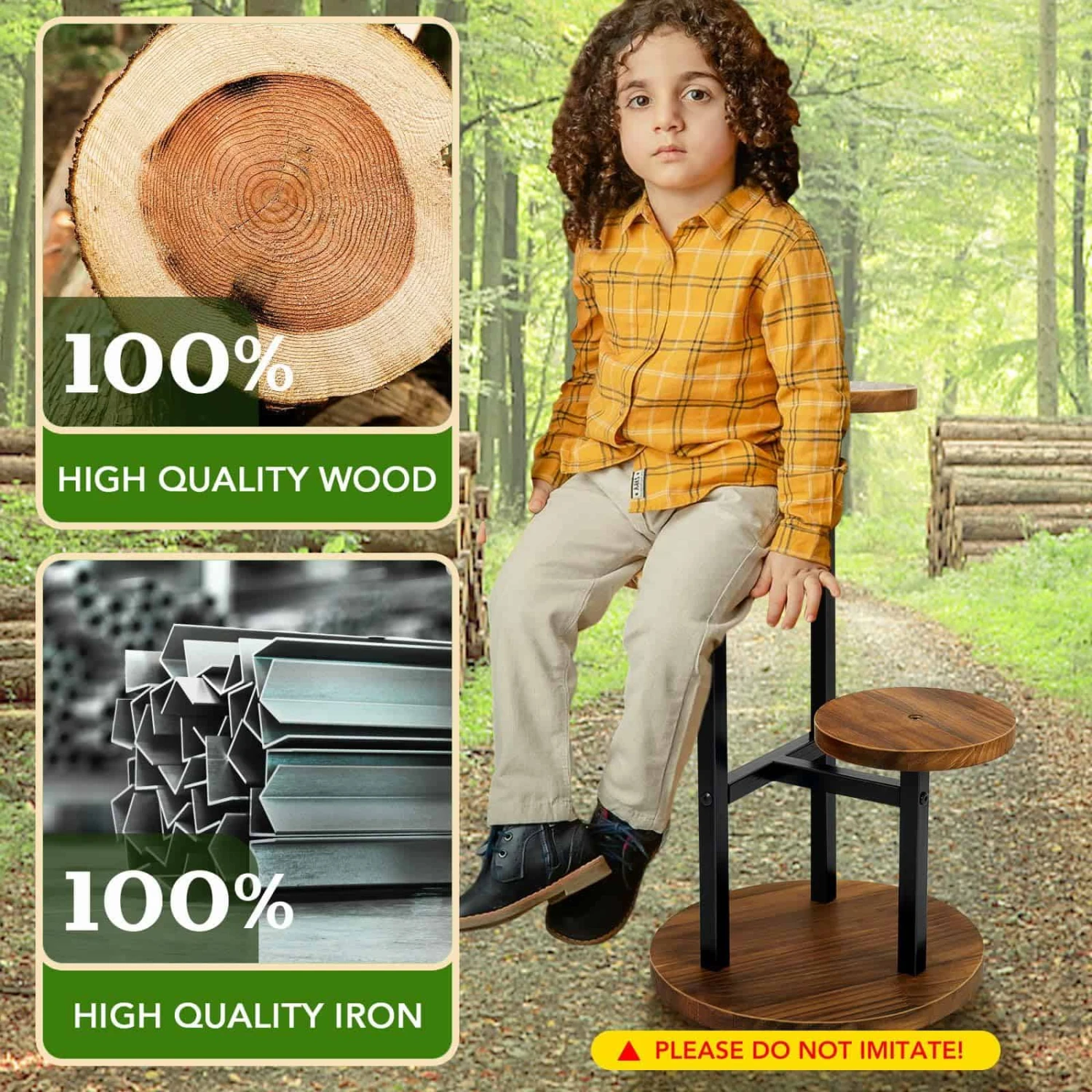 AUGOSTA 3 Tier Plant Stand, Tall Metal Wood Shelf Holder For Indoor, Outdoor Display Rack Flower Pot Stand | BigEasyMart.com - Image 3