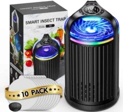 CreateFun Fruit Fly Traps For Indoors, Smart Pro Indoor Insect Traps, One-Click Start With Memory Mode, Black | BigEasyMart.com