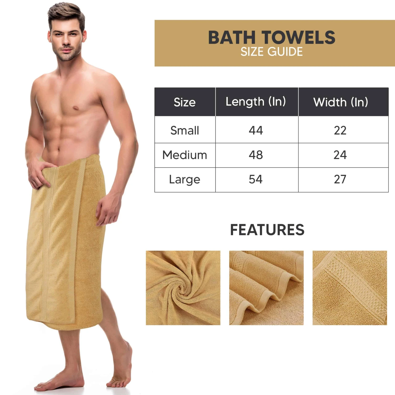 Utopia Towels 4 Pack Premium Bath Towels Set, 27 X 54 Inches, Beige | BigEasyMart.com - Image 9