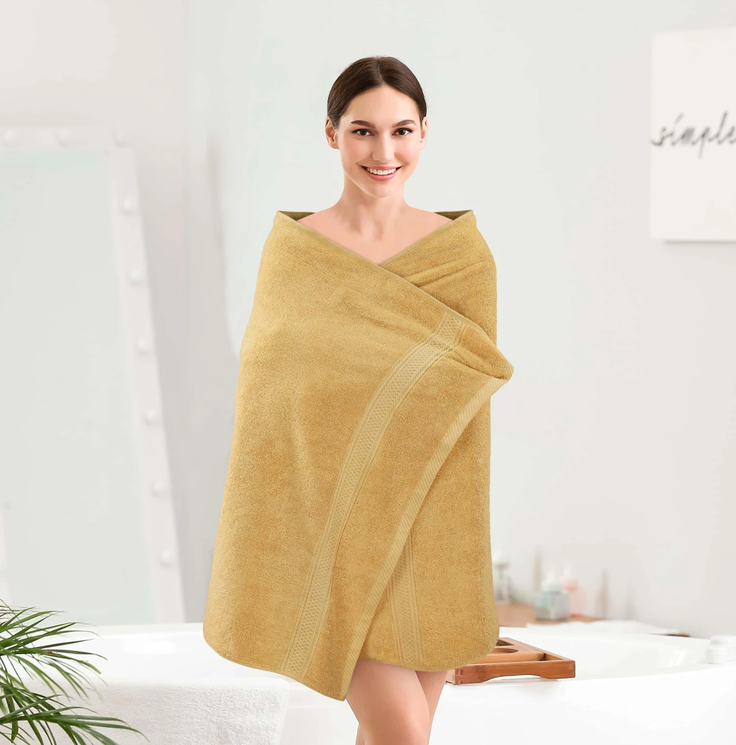 Utopia Towels 4 Pack Premium Bath Towels Set, 27 X 54 Inches, Beige | BigEasyMart.com - Image 4