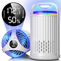 CreateFun Bug Zapper Indoor With Temperature & Humidity Sensor, Fly Trap Indoor, 3-in-1 Fruit Fly Trap, White | BigEasyMart.com