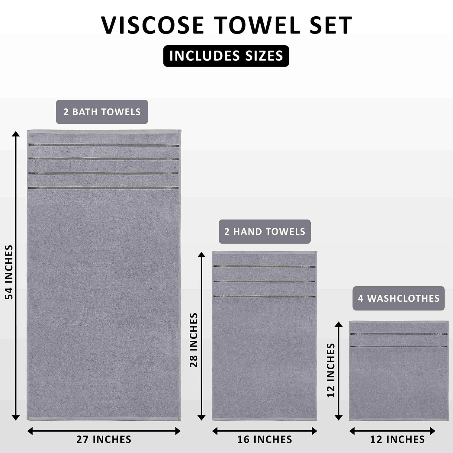 Utopia Towels 8-Piece Luxury Towel Set, 2 Bath Towels, 2 Hand Towels, And 4 Wash Cloths, (Cool Grey) | BigEasyMart.com - Image 9