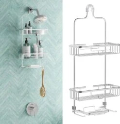 Zenna Home Hanging Shower Caddy, Over The Shower Head Bathroom Storage | BigEasyMart.com