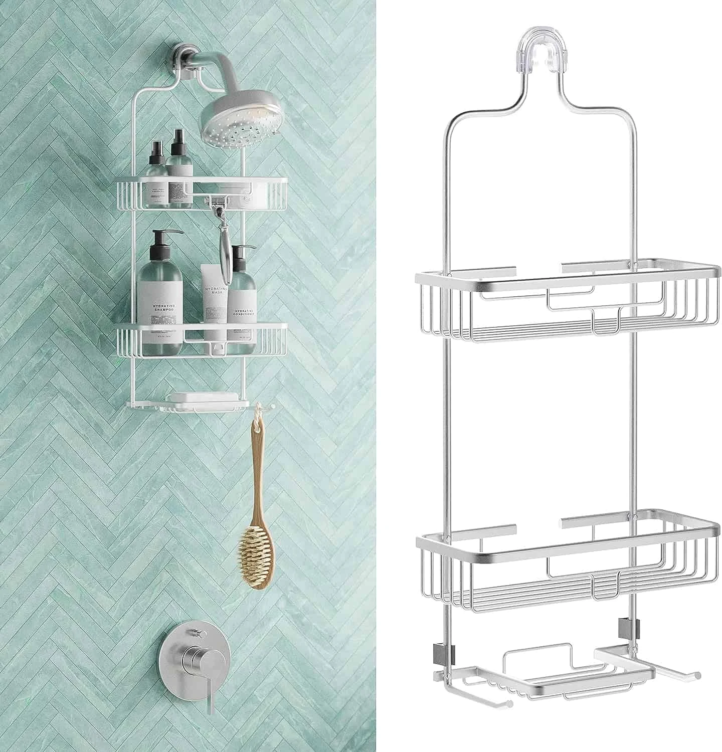 Zenna Home Hanging Shower Caddy, Over The Shower Head Bathroom Storage | BigEasyMart.com