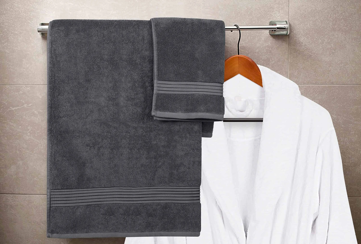 Utopia Towels 8-Piece Premium Towel Set, 2 Bath Towels, 2 Hand Towels, And 4 Wash Cloths, (Grey) | BigEasyMart.com - Image 3
