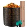 VIVOSUN 300 Gallon Outdoor Compost Bin, Expandable Composter (Black With Gloves) | BigEasyMart.com