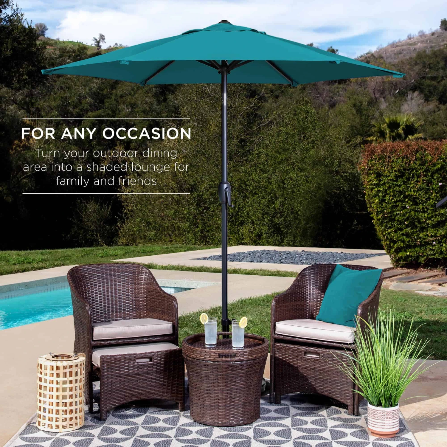 Best Choice Products 7.5ft Heavy-Duty Round Outdoor Market Table Patio Umbrella W/Steel Pole - Cerulean | BigEasyMart.com - Image 6