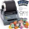 NATIONAL GEOGRAPHIC Hobby Rock Tumbler Kit - Includes Rough Gemstones, 4 Polishing Grits, Jewelry Fastenings, Learning Guide, Great Stem Science Kit | BigEasyMart.com