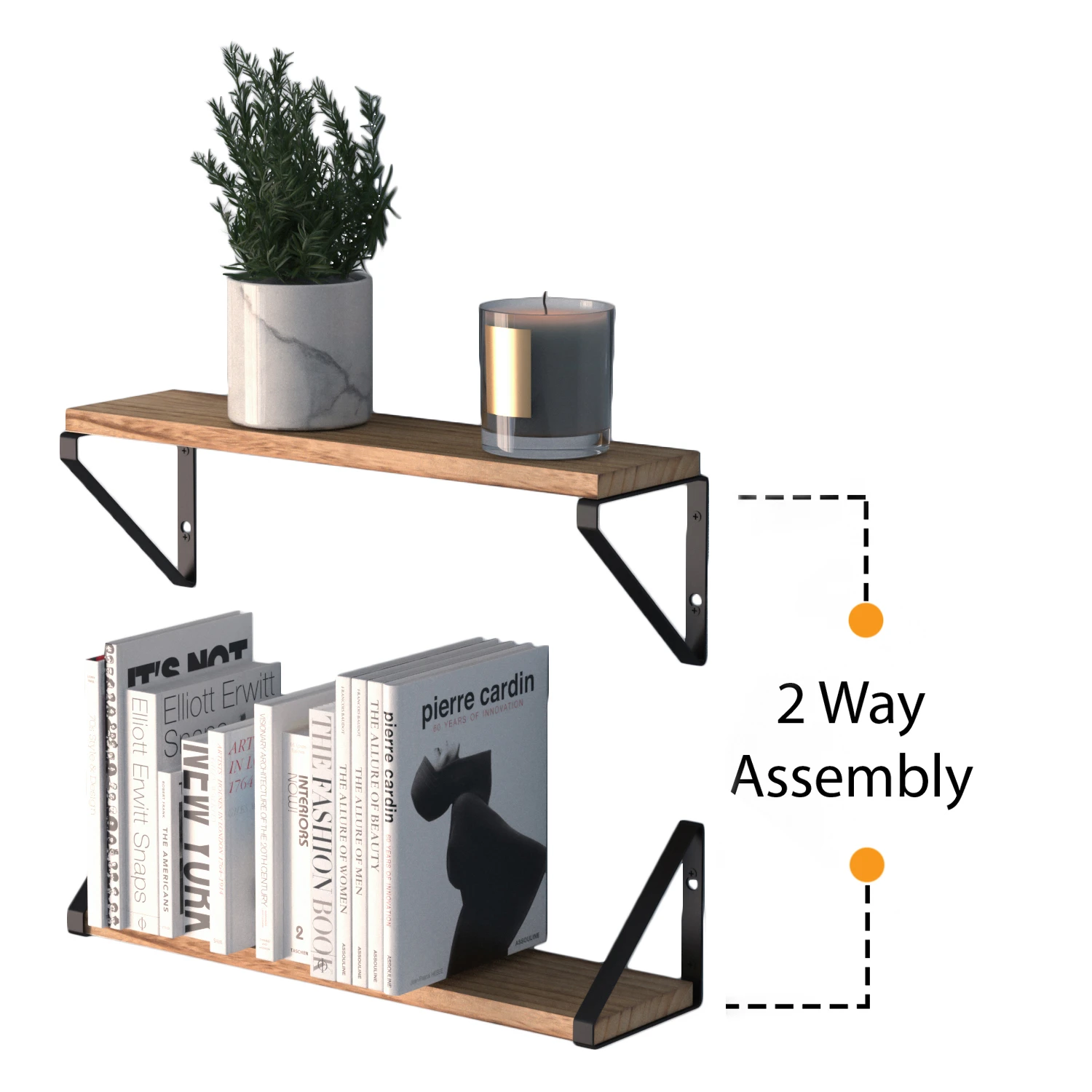 Wallniture Ponza 17" Wall Shelf Rustic Decor Set Of 4 Floating Shelves, Wood, Natural Burned | BigEasyMart.com - Image 4