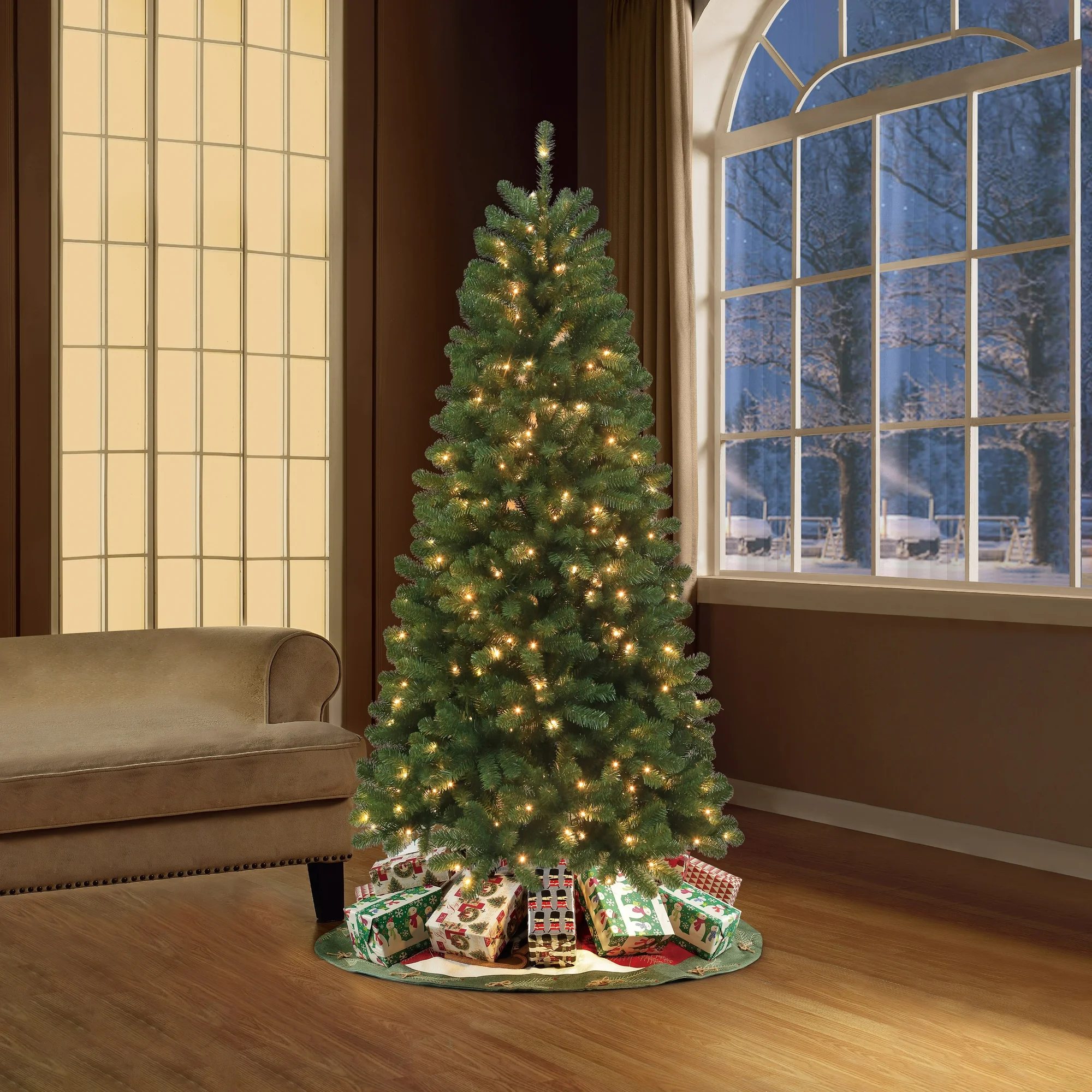 Holiday Time 7 Ft Pre-Lit Brideport Spruce Artifical Christmas Tree With 300 Warm LED Lights | BigEasyMart.com - Image 3