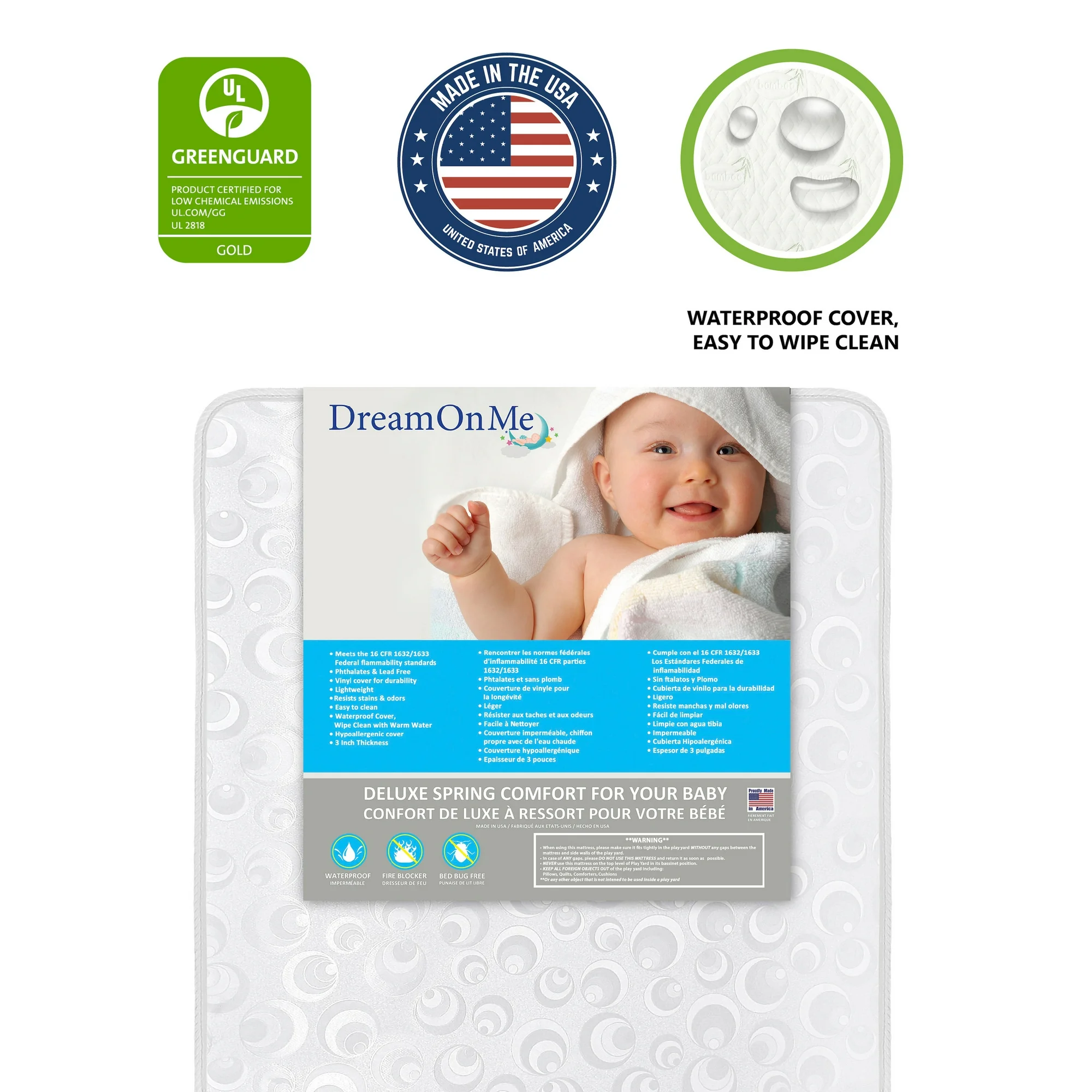 Dream On Me, 3" Innerspring Mini Crib Mattress | BigEasyMart.com - Image 4