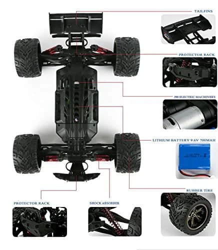 RC Car, FMT Remote Control Truck High Speed Off-Road 30+MPH 1/12 Scale Full Proportional 2.4Ghz 2WD (Color: Yellow) | BigEasyMart.com - Image 6