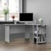 Ameriwood Home Dominic L Desk With Bookshelves, Dove Gray | BigEasyMart.com