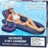 Aqua Campania Ultimate 2-in-1 Pool Float Lounge – Extra Large – Inflatable Pool Floats For Adults With Adjustable Backrest & Cupholder Caddy – Navy Hibiscus | BigEasyMart.com