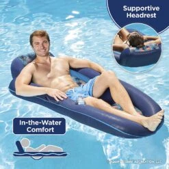 Aqua Luxury Water Lounge, X-Large, Inflatable Pool Float With Headrest, Backrest & Footrest, Palm Beach Flamingo | BigEasyMart.com