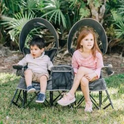 Baby Delight Go With Me Duo Deluxe Portable Double Chair, Grey | BigEasyMart.com