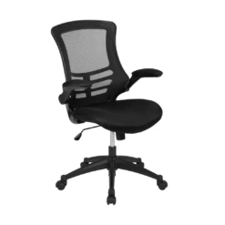 Flash Furniture Kelista Mid-Back Black Mesh Swivel Ergonomic Task Office Chair With Flip-Up Arms, BIFMA Certified | BigEasyMart.com