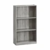 Furinno Basic 3-Tier Bookcase Storage Shelves, French Oak Grey | BigEasyMart.com