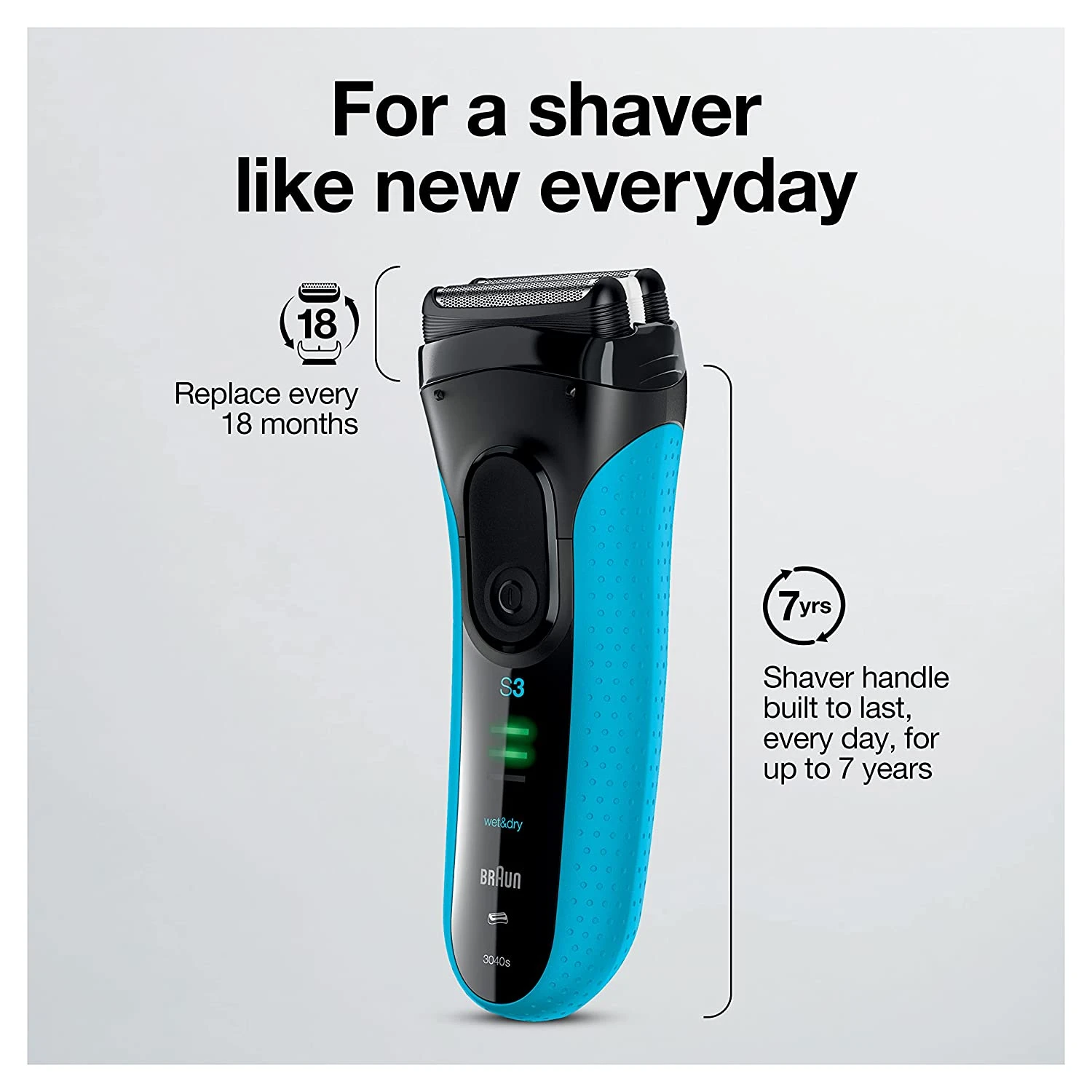 Braun Electric Series 3 Razor With Precision Trimmer, Rechargeable, Wet & Dry Foil Shaver For Men, Blue/Black, 4 Piece | BigEasyMart.com - Image 11