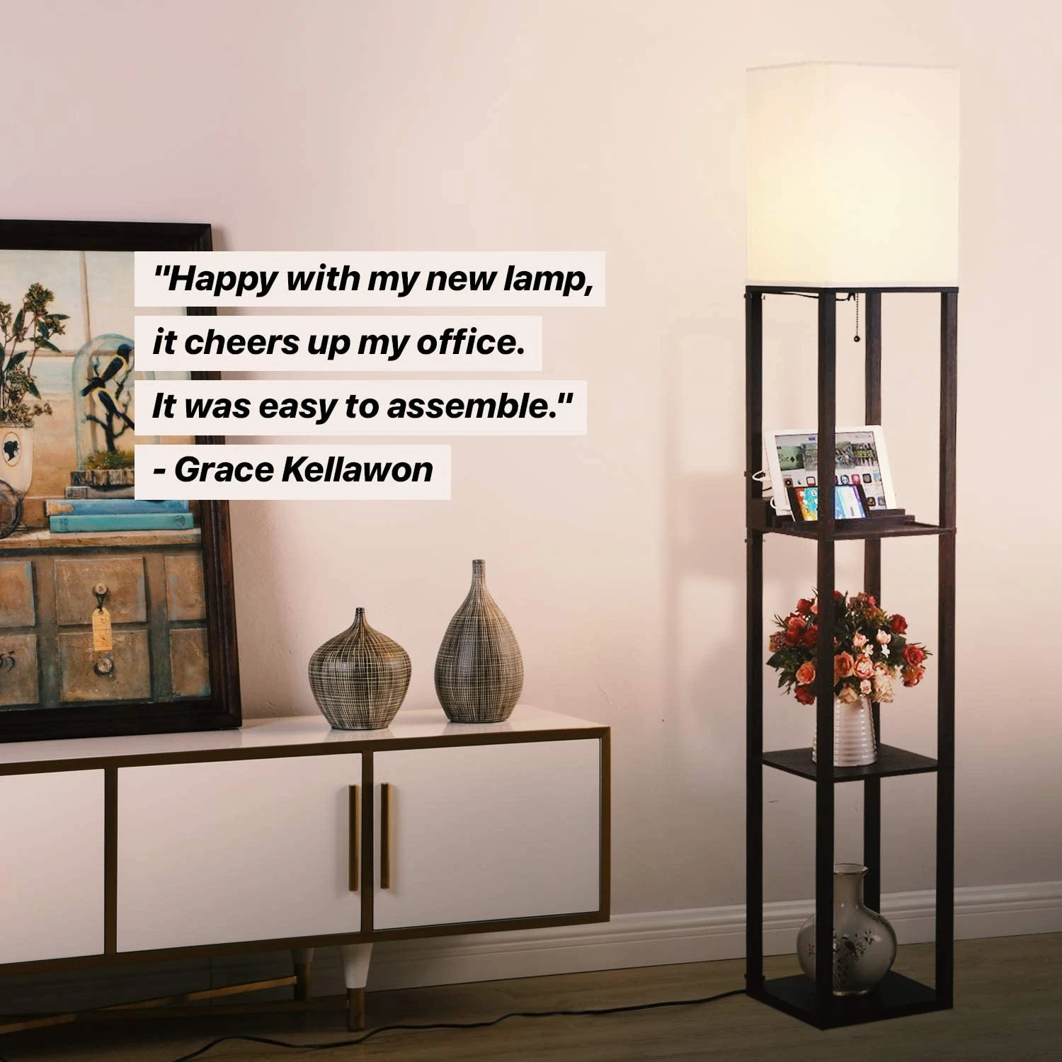 Brightech 63-in Classic Black Shelf Floor Lamp | BigEasyMart.com - Image 7