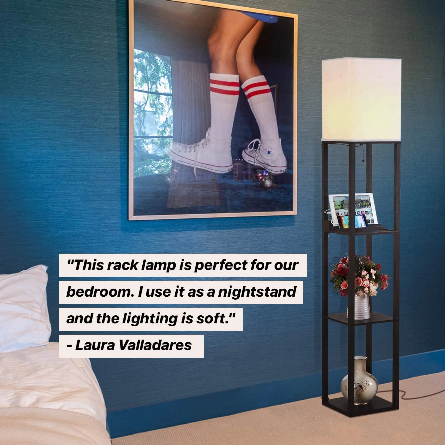 Brightech 63-in Classic Black Shelf Floor Lamp | BigEasyMart.com - Image 9