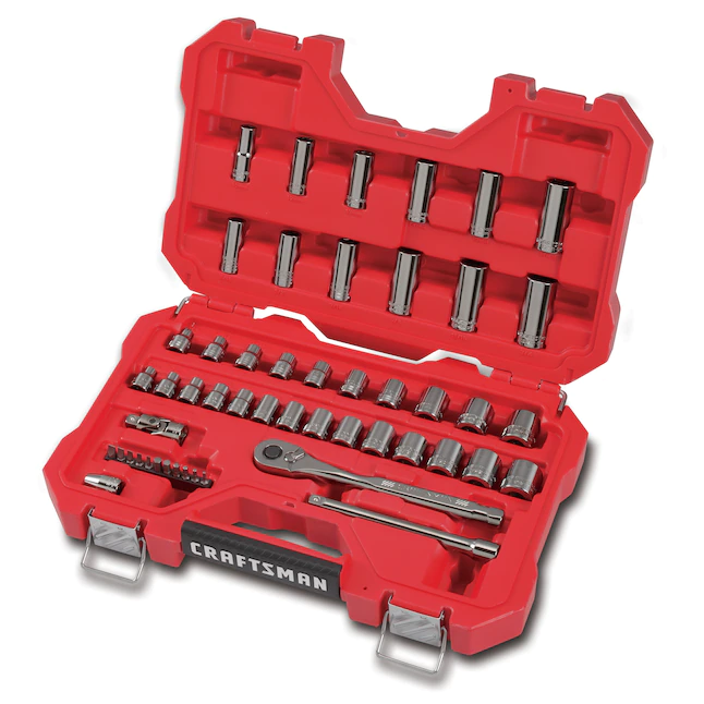CRAFTSMAN CMMT82334L 51-Piece Standard (SAE) And Metric Combination Gunmetal Chrome Mechanics Tool Set (3/8-in) | BigEasyMart.com