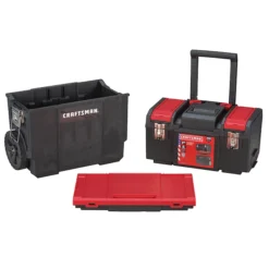 CRAFTSMAN CMST18614 DIY 19-in Red Plastic Wheels Lockable Tool Box | BigEasyMart.com