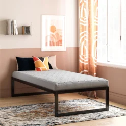 DHP Value 6 Inch Thermobonded Polyester Filled Quilted Top Bunk Bed Mattress, Twin, Gray | BigEasyMart.com