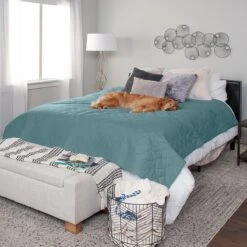 FurHaven Waterproof Cat & Dog Blanket Protector, Quilted Nile Blue - 68" X 82" - Full | BigEasyMart.com
