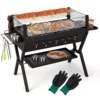 Costway Stainless Steel Barbecue Charcoal Grills With Seasoning Racks & Storage Shelf | BigEasyMart.com