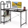 Costway 48'' Reversible Computer Desk Writing Table Workstation W/ Storage Shelf BlackBrown - Brown | BigEasyMart.com