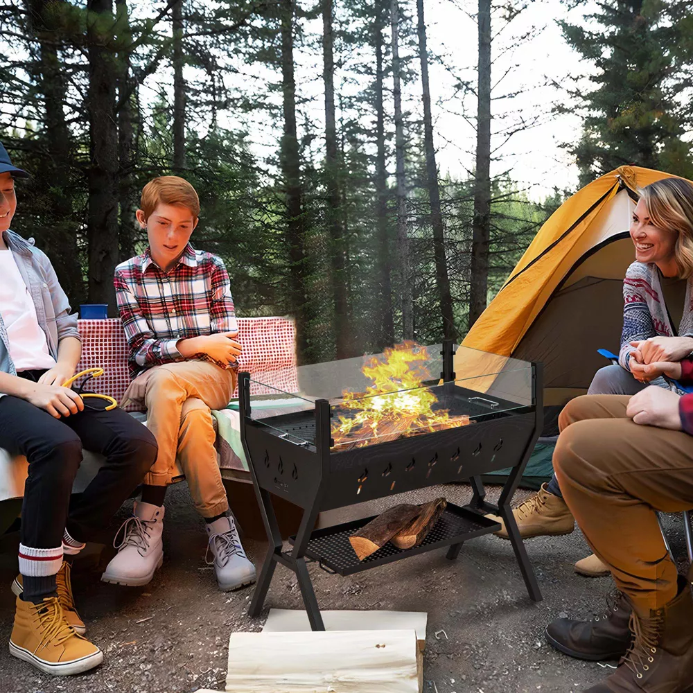 Costway Stainless Steel Barbecue Charcoal Grills With Seasoning Racks & Storage Shelf | BigEasyMart.com - Image 9