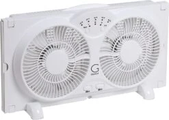Genesis Twin Fan High Velocity Reversible AirFlow Fan, LED Indicator Lights Adjustable Thermostat & Max Cool Technology, ETL Certified, White (A1WINDOWFAN) | BigEasyMart.com