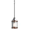 Kichler Barrington Distressed Black And Wood Tone Rustic Seeded Glass Cylinder Mini Pendant Light | BigEasyMart.com