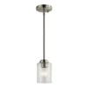Kichler Winslow Brushed Nickel Modern/Contemporary Seeded Glass Cylinder Mini Pendant Light | BigEasyMart.com