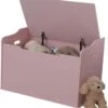 KidKraft Austin Wooden Toy Box/Bench With Safety Hinged Lid - Pink, Gift For Ages 3+ | BigEasyMart.com