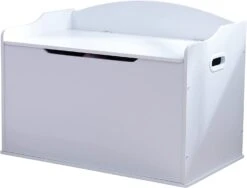 KidKraft Austin Wooden Toy Box/Bench With Safety Hinged Lid, White, Gift For Ages 3+ | BigEasyMart.com