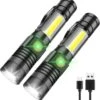 LED Flashlight Rechargeable, 1000 Lumens Super Bright Magnetic Flashlight With COB Work Light, Waterproof, 4 Modes, IToncs Pocket Tactical Flashlights 2 Pack | BigEasyMart.com