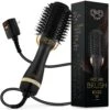 OMO TEAM Professional Blowout Hair Dryer Brush, Black Gold Dryer And Volumizer, Hot Air Brush For Women, 75MM Oval Shape | BigEasyMart.com
