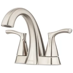 Pfister Masey Brushed Nickel 2-Handle 4-in Centerset WaterSense Bathroom Sink Faucet With Drain With Deck Plate | BigEasyMart.com
