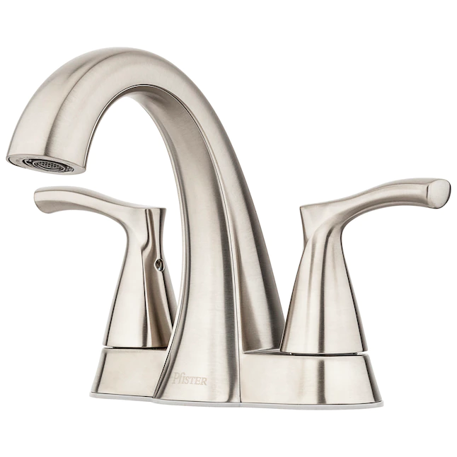 Pfister Masey Brushed Nickel 2-Handle 4-in Centerset WaterSense Bathroom Sink Faucet With Drain With Deck Plate | BigEasyMart.com