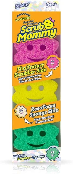 Scrub Daddy Sponge Set - Scrub Mommy Power Flower Dual, Multi-Surface 3 Ct | BigEasyMart.com